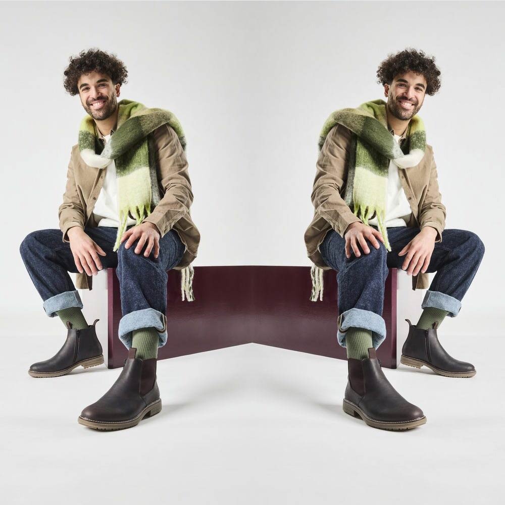 man with rieker boots