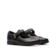 Clarks - Lock Magic K. - Black Leather - School Shoes