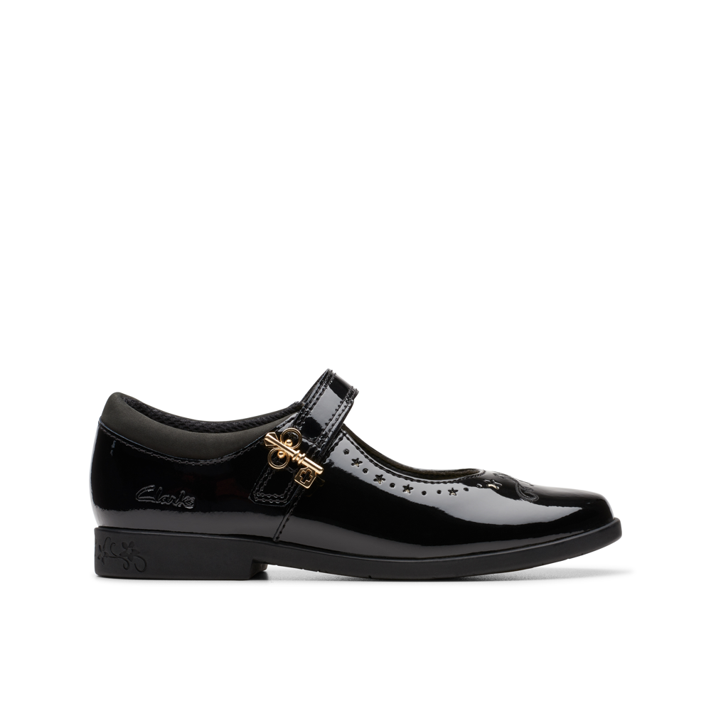 Clarks - Lock Magic K - Black Patent  - School Shoes