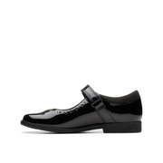 Clarks - Lock Magic K - Black Patent  - School Shoes