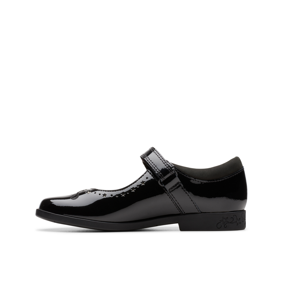 Clarks - Lock Magic K - Black Patent  - School Shoes