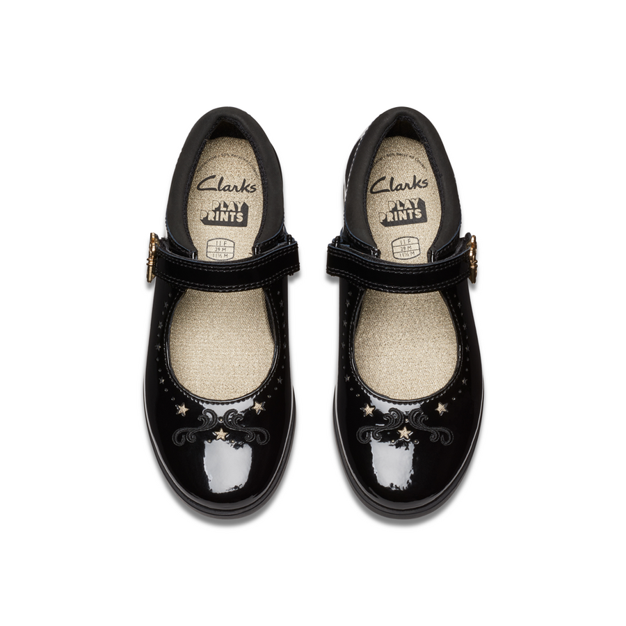 Clarks - Lock Magic K - Black Patent  - School Shoes