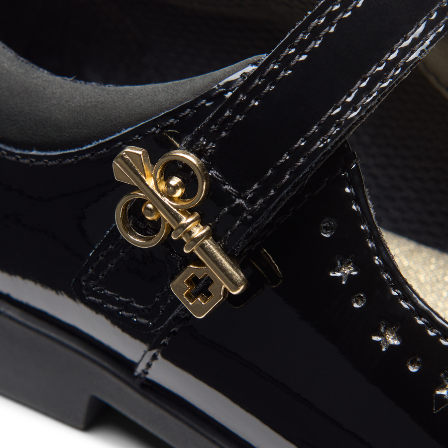 Clarks - Lock Magic K - Black Patent  - School Shoes