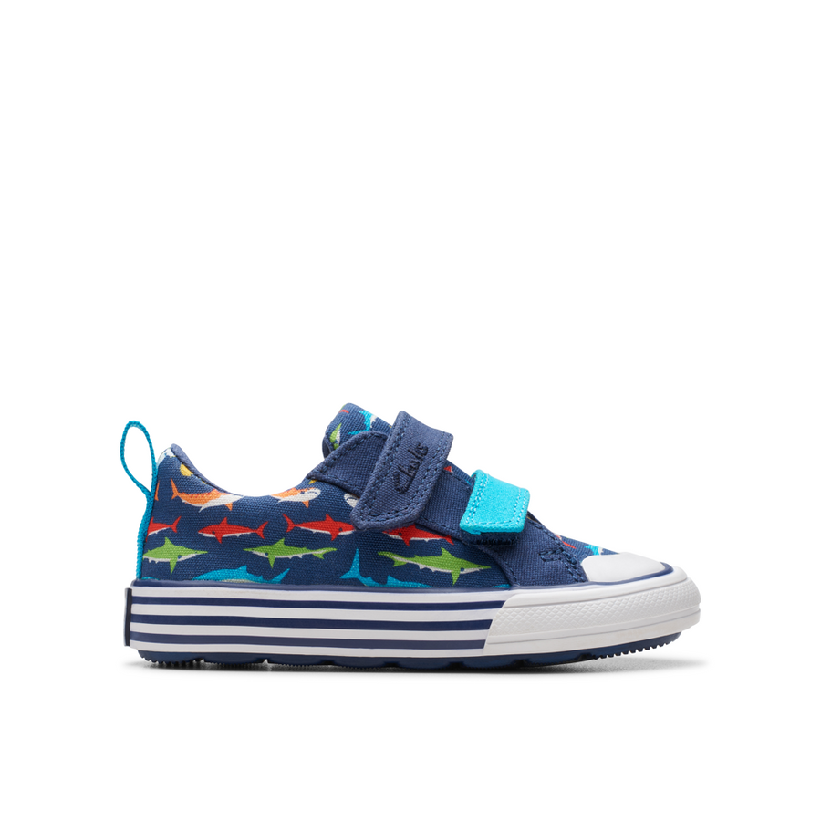 Clarks - Foxing Ocean T - Navy Print - Canvas Shoes