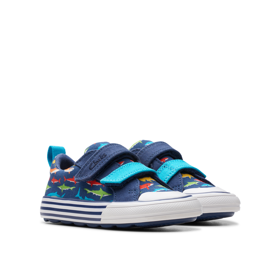 Clarks - Foxing Ocean T - Navy Print - Canvas Shoes