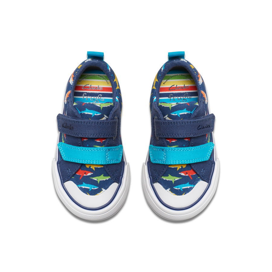Clarks - Foxing Ocean T - Navy Print - Canvas Shoes