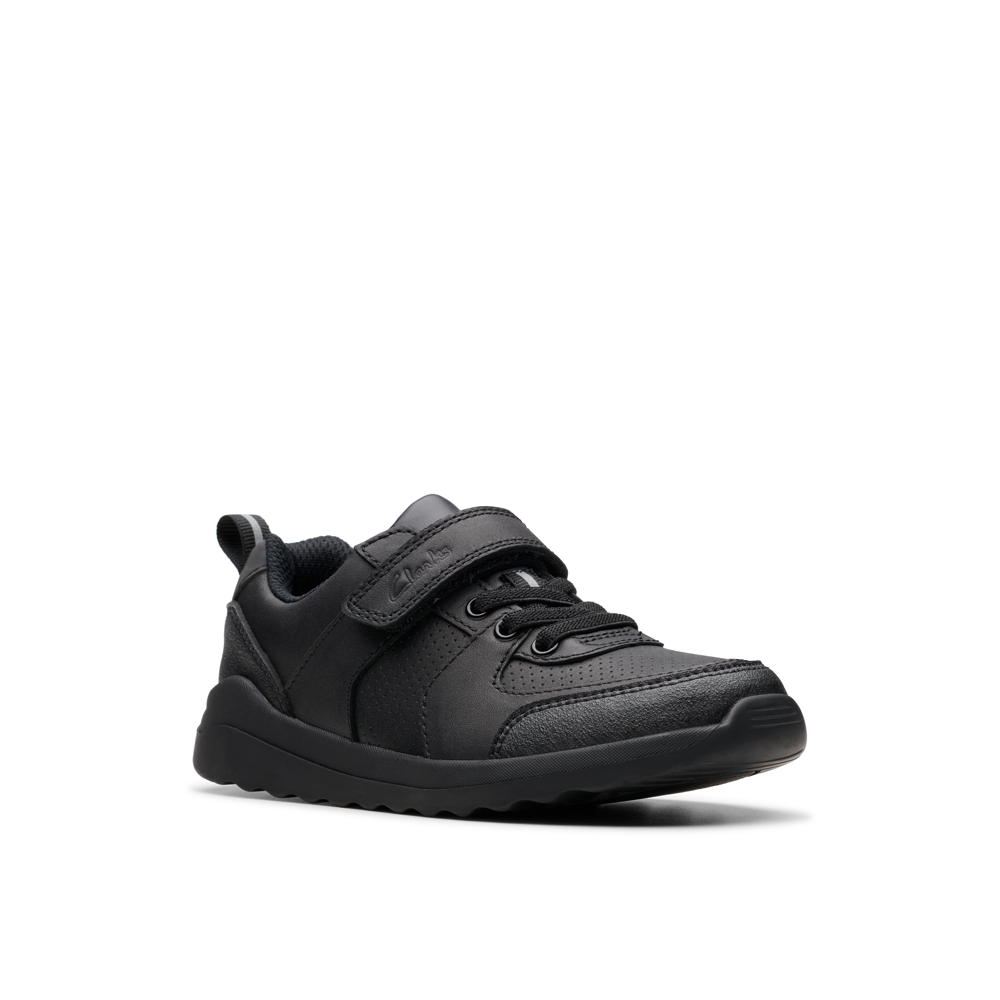 Clarks - Daze Bright K - Black Leather  - School Shoes