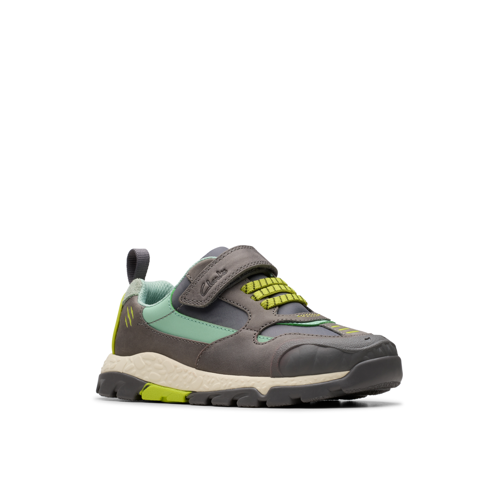 Clarks - Steggy2 Park K - Grey/Green - Canvas Shoes