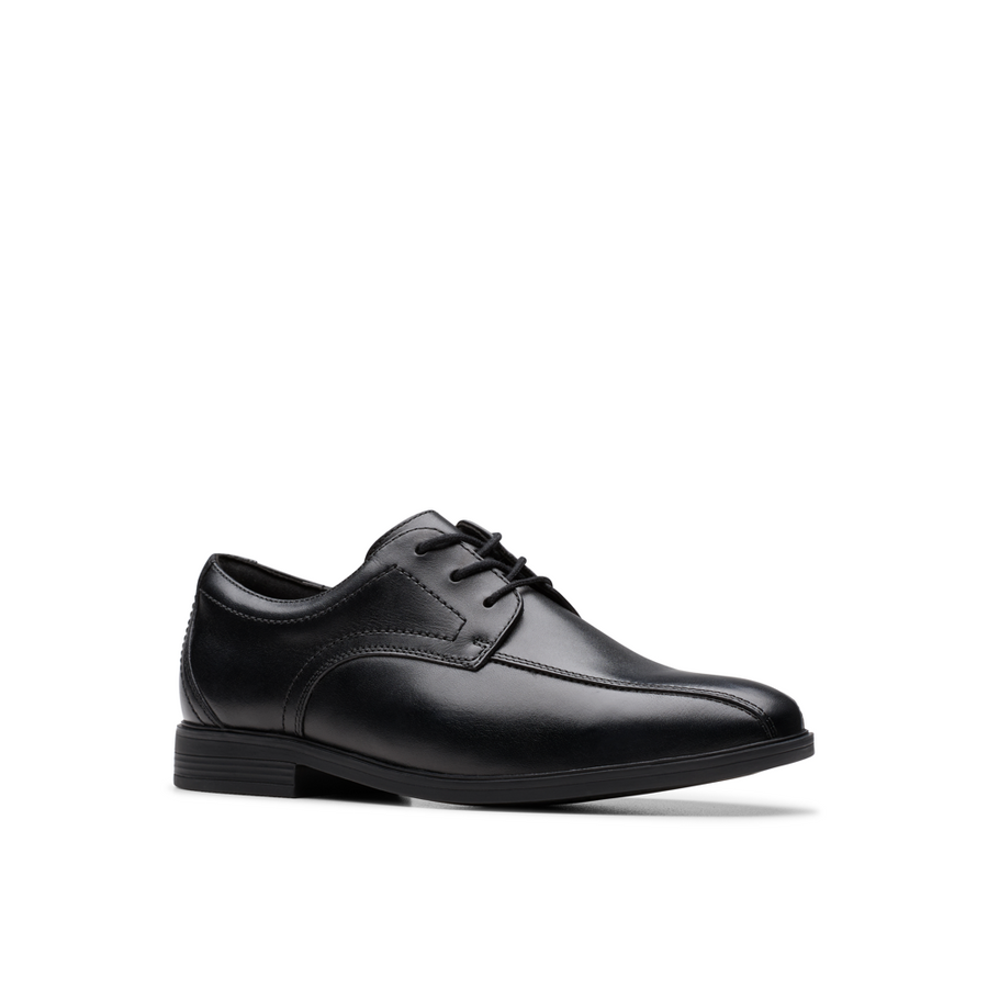 Clarks - Jonwin Loop Y - Black Leather  - School Shoes