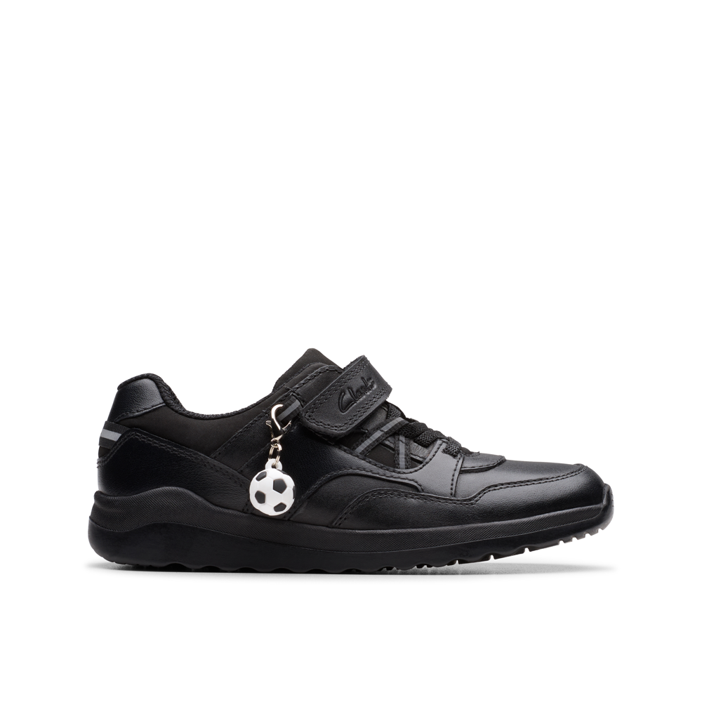 Clarks - Daze Kick K - Black Leather  - School Shoes