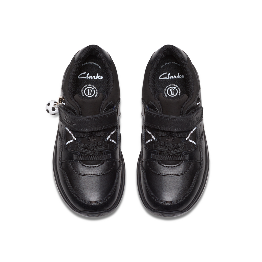 Clarks - Daze Kick K - Black Leather  - School Shoes