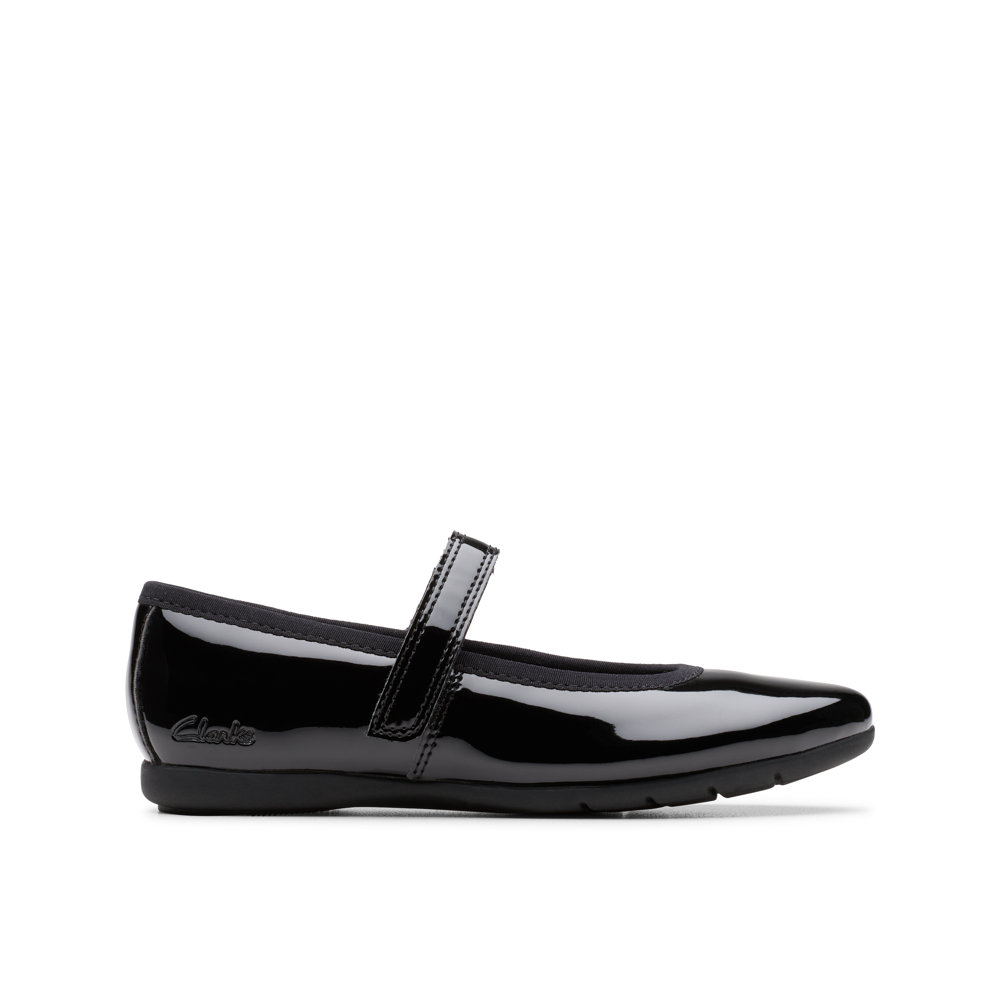 Clarks - Dance Wish K - Black Patent  - School Shoes