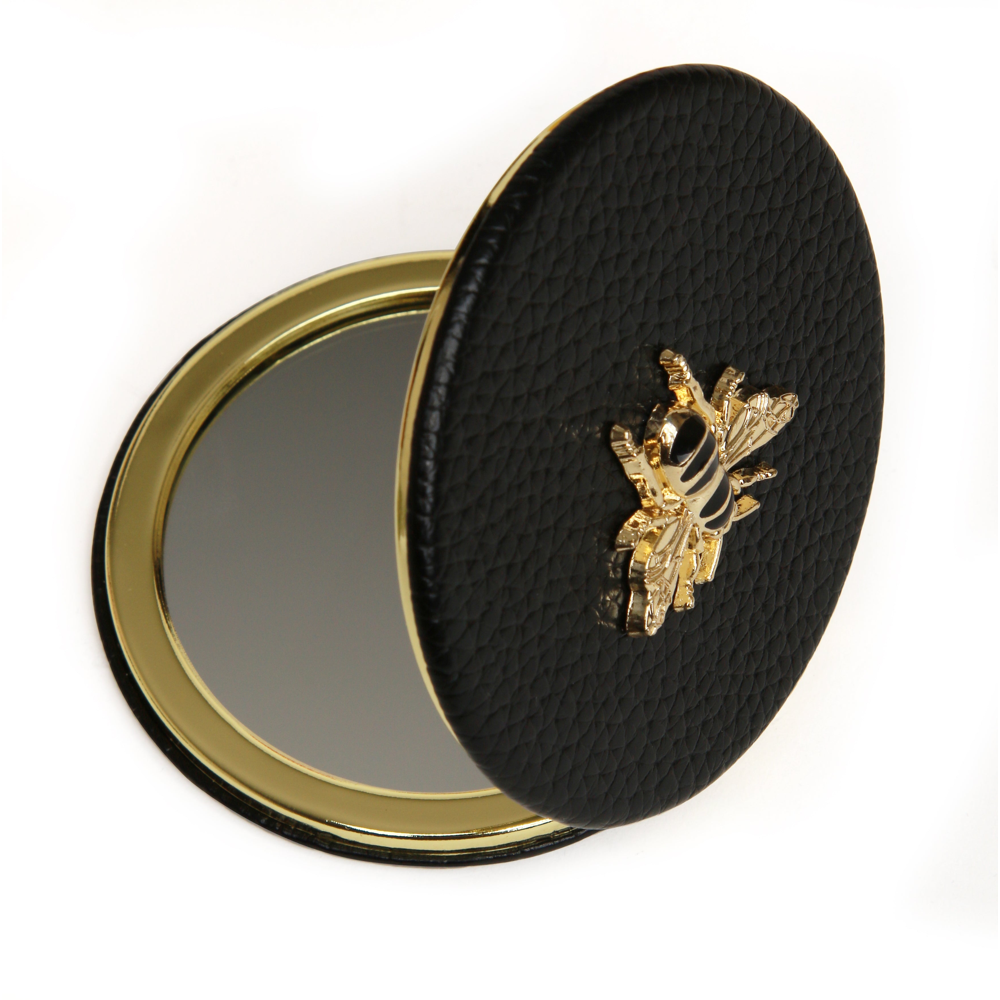 Alice Wheeler - Round Compact Mirror - Black  - Mirrors