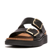 FitFlop - Gen-Ff Buckle Two-Bar Leather Slides - Black - Sandals