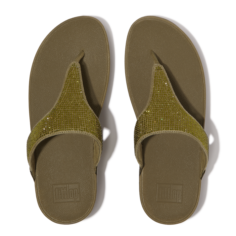 FitFlop - Lulu Crystal Embellished Toe-Post - Metallic Camo-Green - Sandals