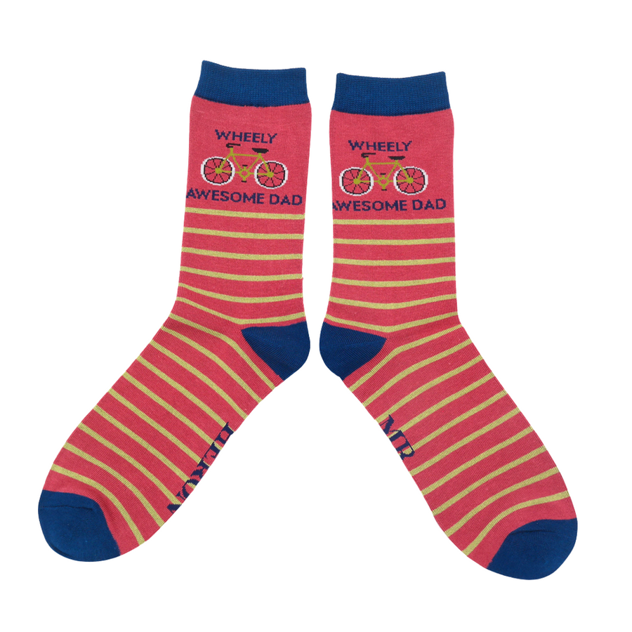 Miss Sparrow - Men's Wheely Awesome Dad  - Oxblood  - Socks