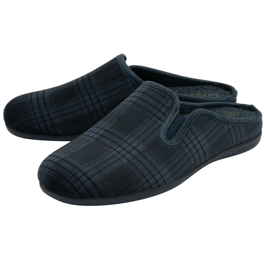 Lotus - Rickardo - Navy Check - Slippers