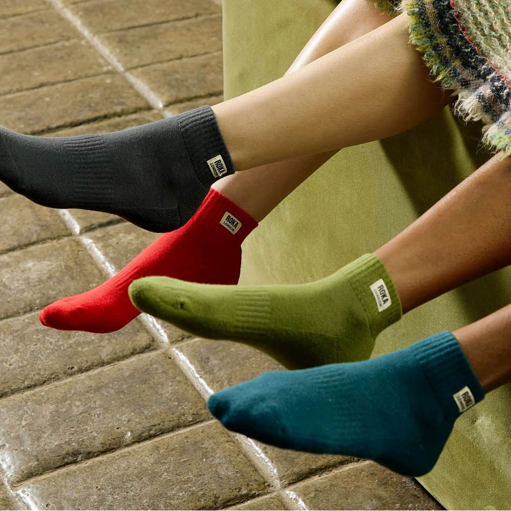 Roka - Wembley Teal Crop Sock Womens Organic Cotton - Socks