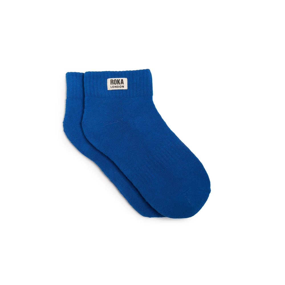 Roka - Wembley Bright Blue Crop Sock Womens Organic Cotton - Socks