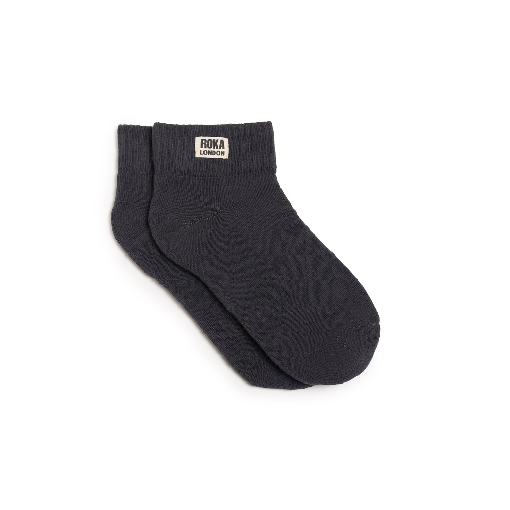 Roka - Wembley Faded Black Crop Sock Womens Organic Cotton - Socks