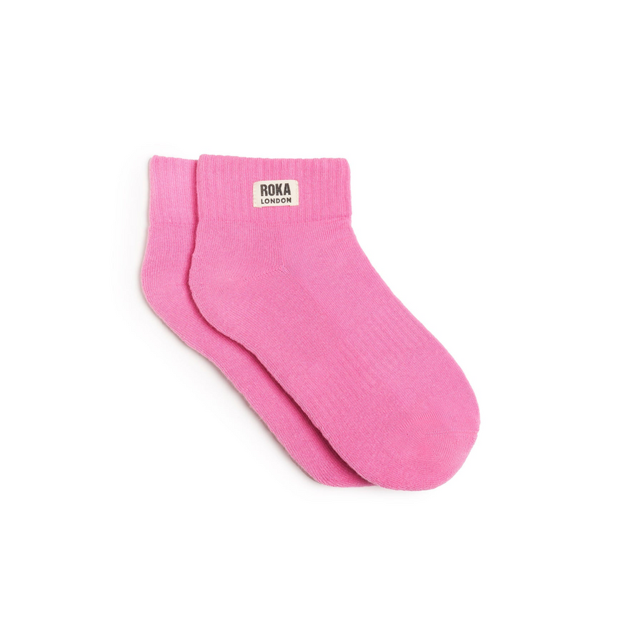 Roka - Wembley Pink Carnation Crop Sock Womens Organic Cotton - Socks
