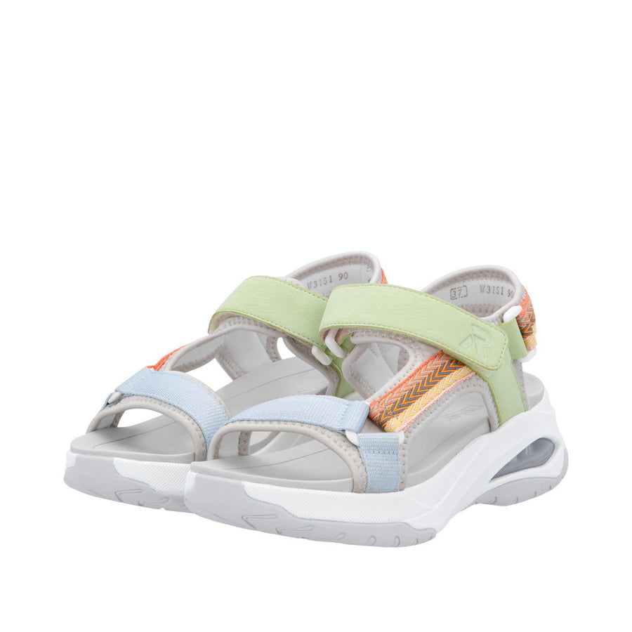 Rieker Sport - W3151-90 - Perlcloud/Ciel/Orange-Multi/Lightmint - Sandals