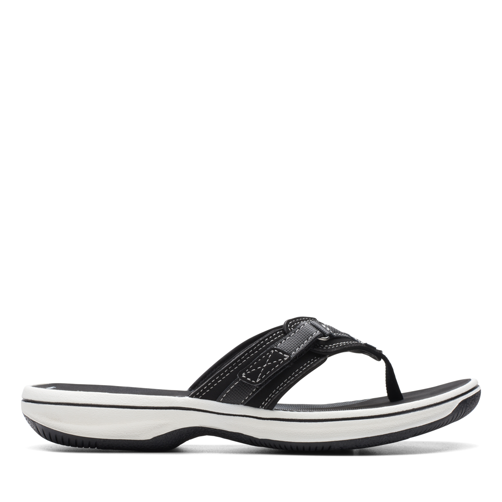 Clarks black online and white sandals
