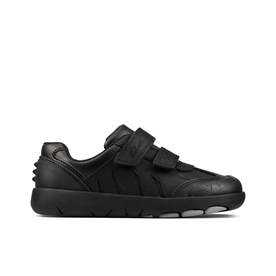 Clarks - Rex Stride K - Black Leather - School Shoes