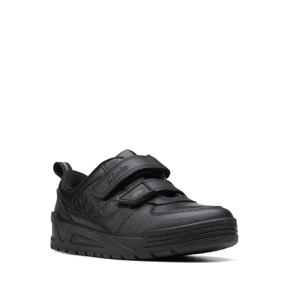 Clarks - PalmerSteggy K - Black Leather - School Shoes