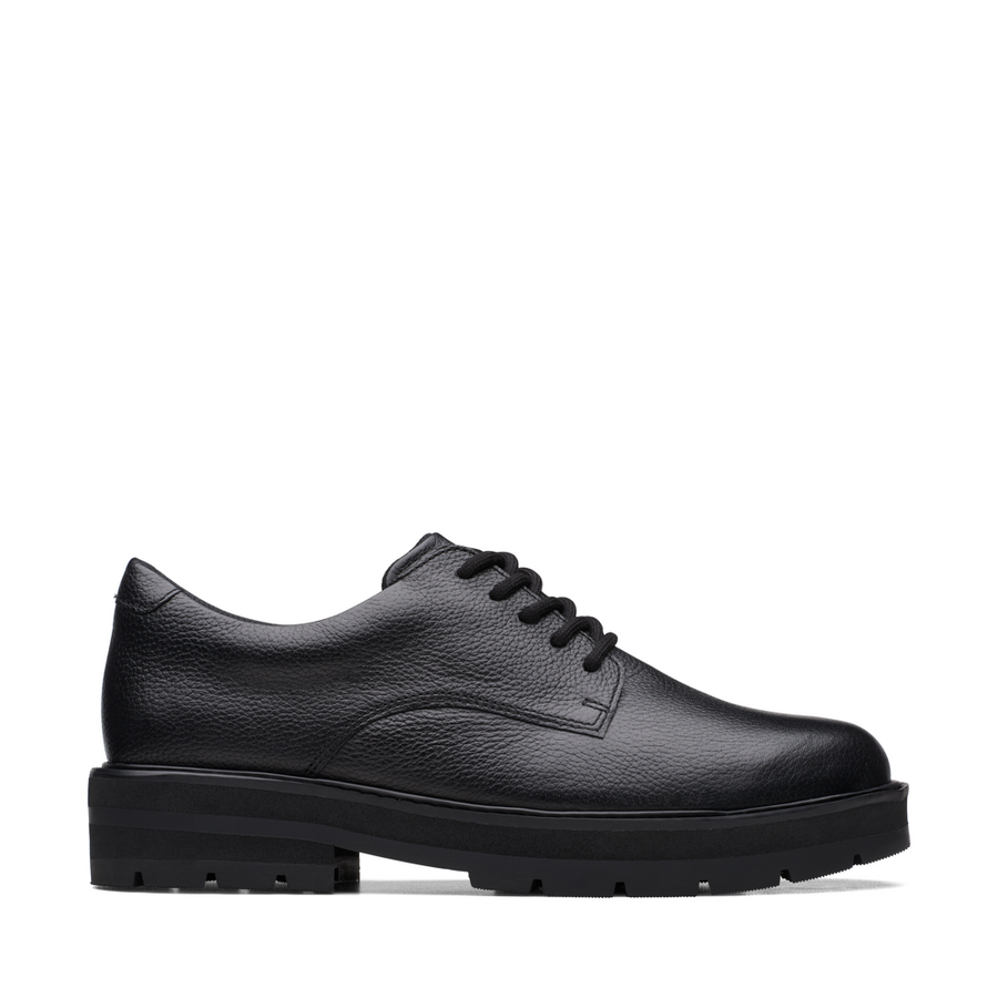 Clarks - Prague Lace Y. - Black Leather - School Shoes