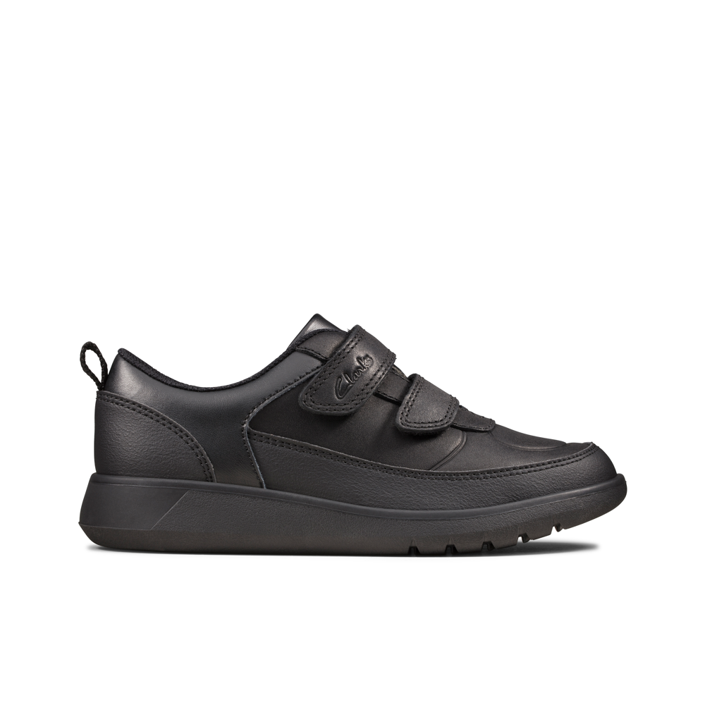 Clarks - Scape Flare K - Black Leather - School Shoes