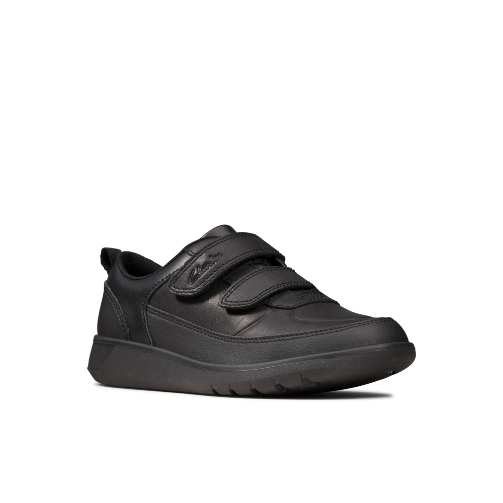 Clarks - Scape Flare K - Black Leather - School Shoes