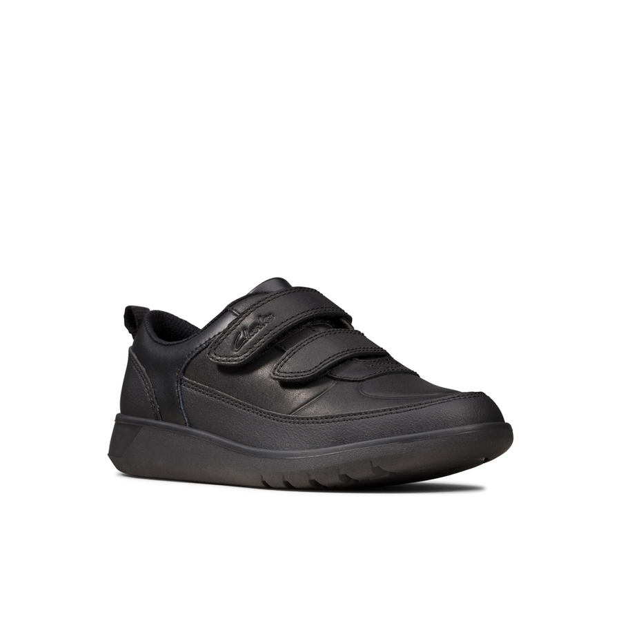 Clarks - Scape Flare K - Black Leather - School Shoes