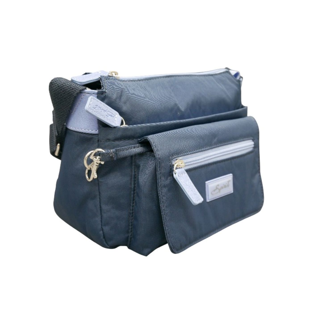 Nova Leathers - Zip Top Flap Pocket X-Body 1651 - Navy/Cornflower - Bags
