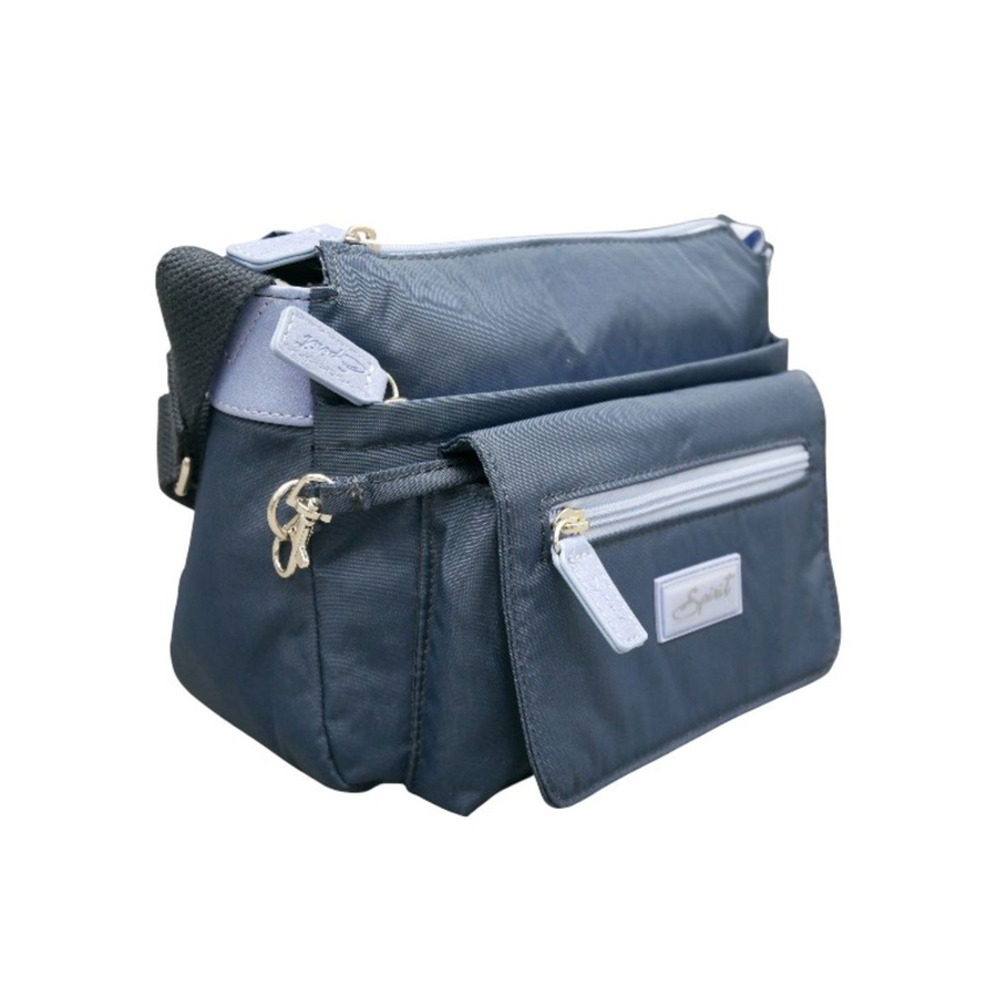 Nova Leathers - Zip Top Flap Pocket X-Body 1651 - Navy/Cornflower - Bags