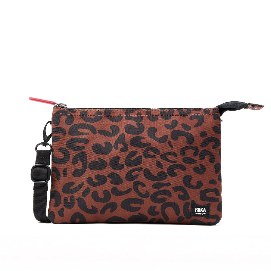 Roka - Carnaby Crossbody Leopard Print XL Recycled Canvas - Bags