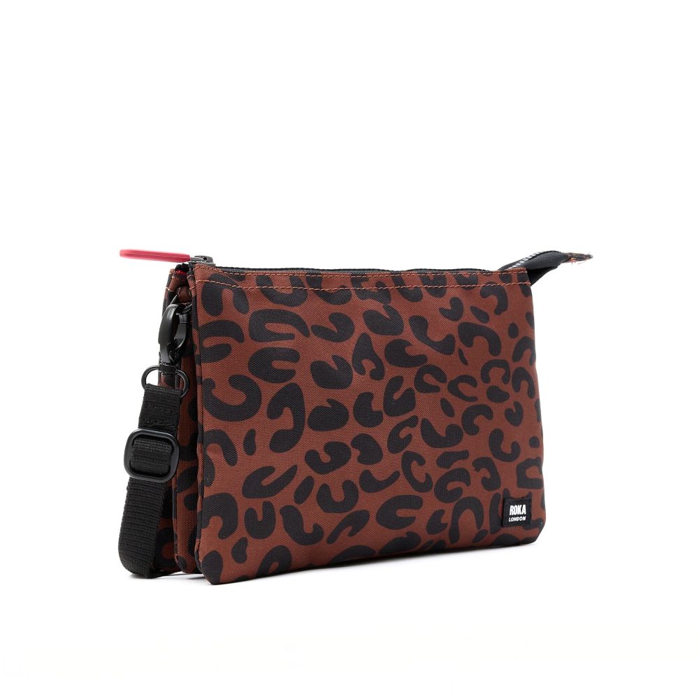 Roka - Carnaby Crossbody Leopard Print XL Recycled Canvas - Bags