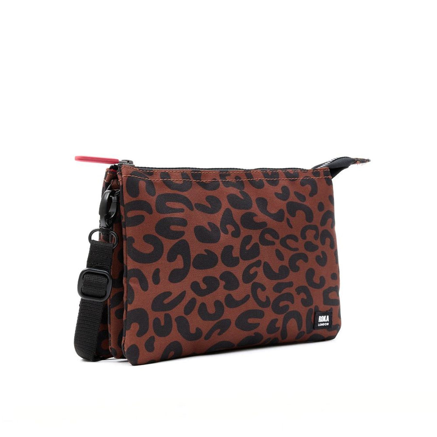 Roka - Carnaby Crossbody Leopard Print XL Recycled Canvas - Bags