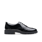 Clarks - Loxham Brogue Y - Black Patent  - School Shoes