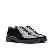 Clarks - Loxham Brogue Y - Black Patent  - School Shoes