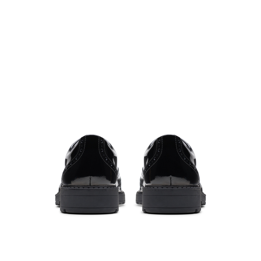 Clarks - Loxham Brogue Y - Black Patent  - School Shoes