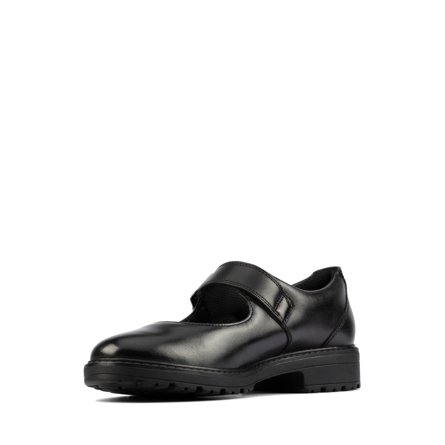 Clarks - Loxham Walk Y - Black Leather - School Shoes