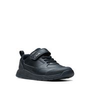 Clarks - SteggyStride K - Black Leather - School Shoes