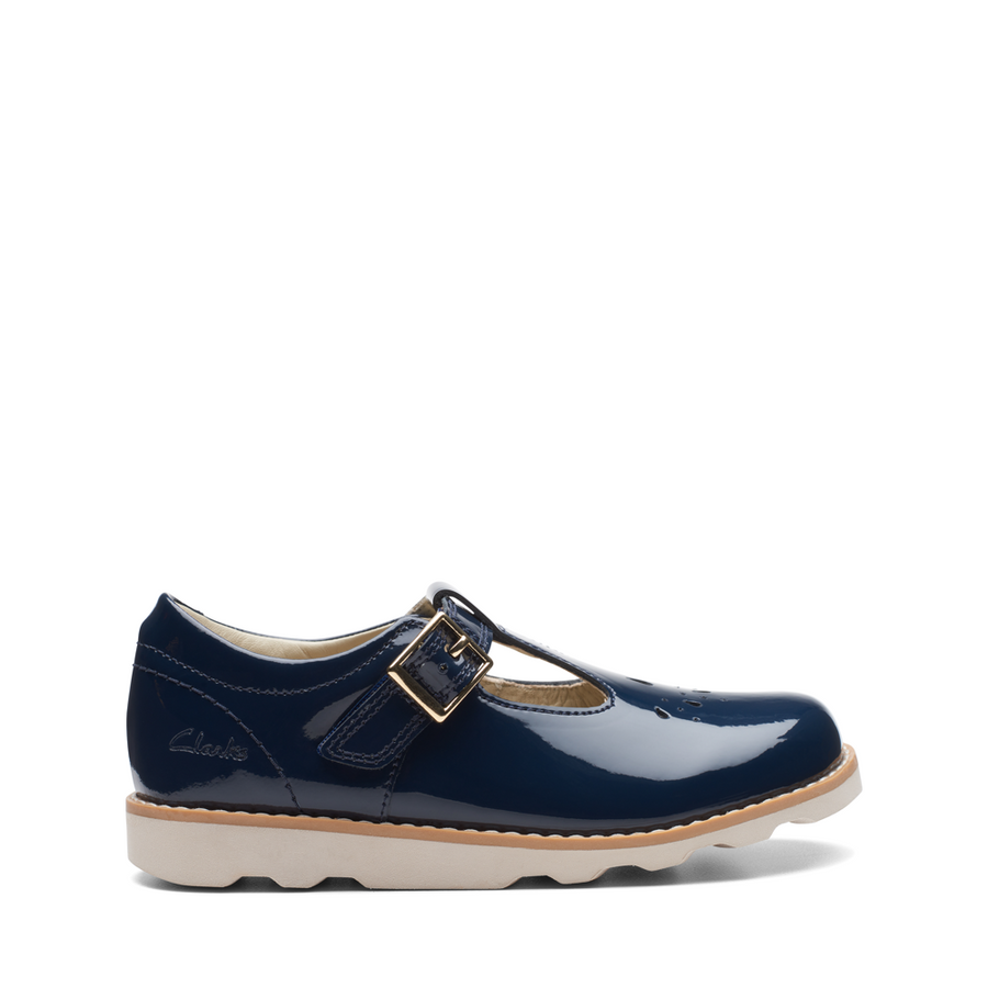 Clarks Crown Print K. Navy Patent Shoes
