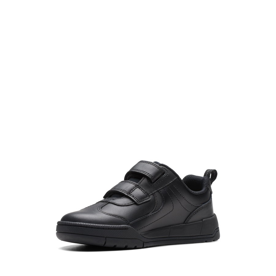 Clarks - Kick Pace K - Black Leather - School Shoes
