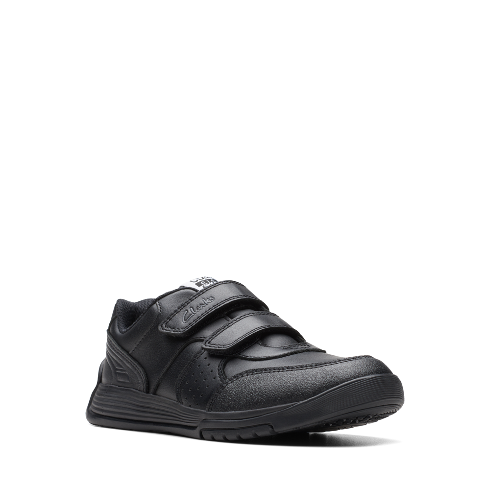 Clarks black sales velcro school shoes