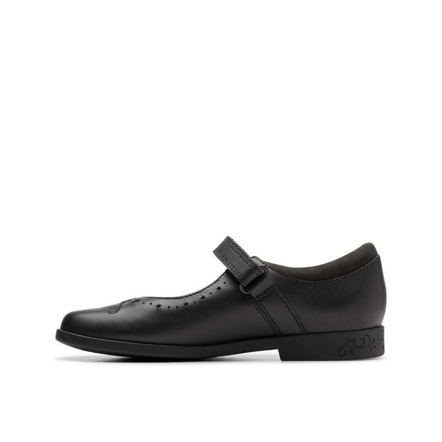 Clarks - Lock Magic K. - Black Leather  - School Shoes