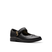 Clarks - Lock Magic K. - Black Leather  - School Shoes