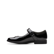 Clarks - Lock Magic K. - Black Patent - School Shoes