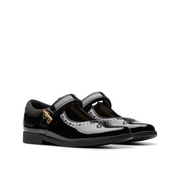 Clarks - Lock Magic K. - Black Patent - School Shoes